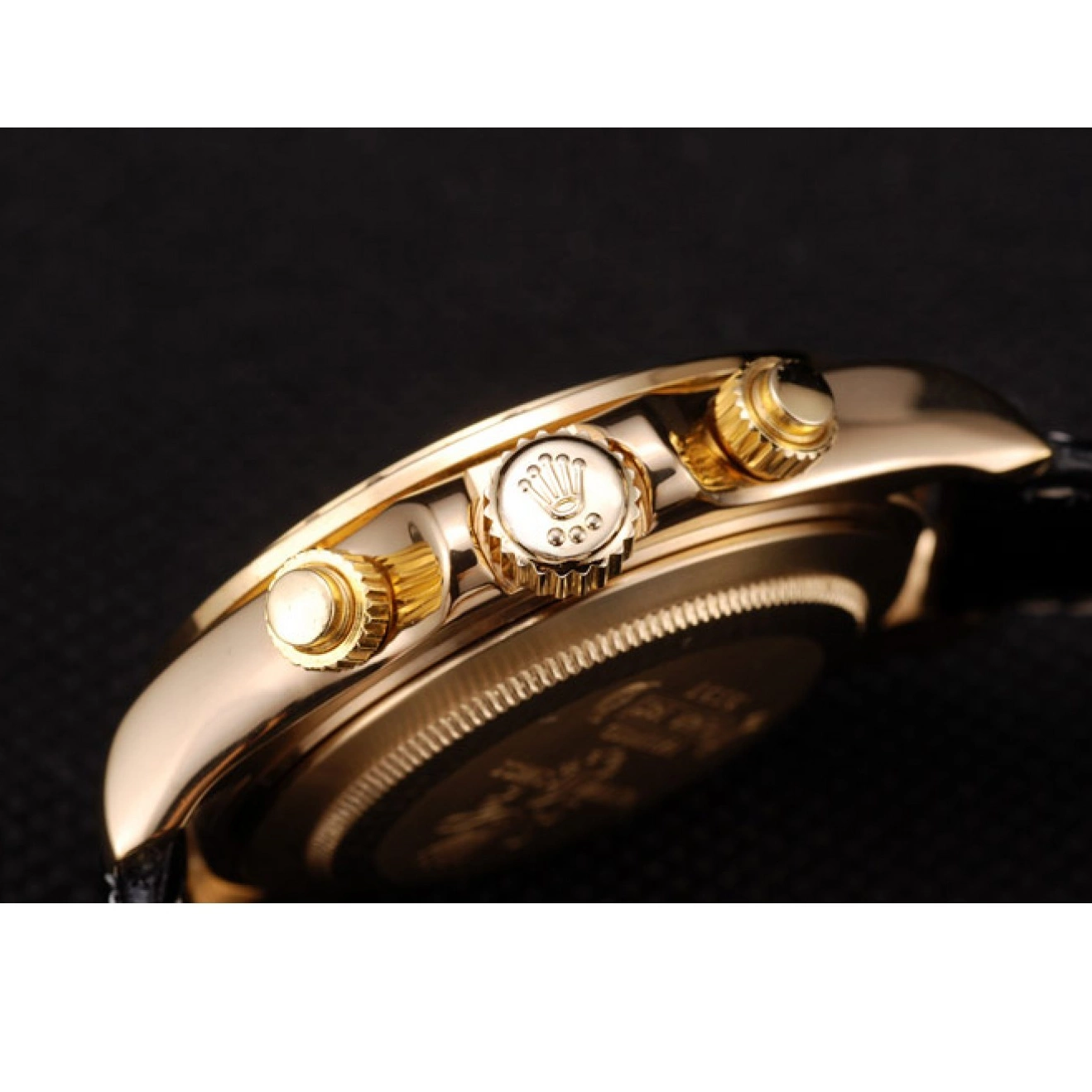 MiroTime 0716 Rolex Daytona Gold Case Crystal Studded Bezel Black Dial